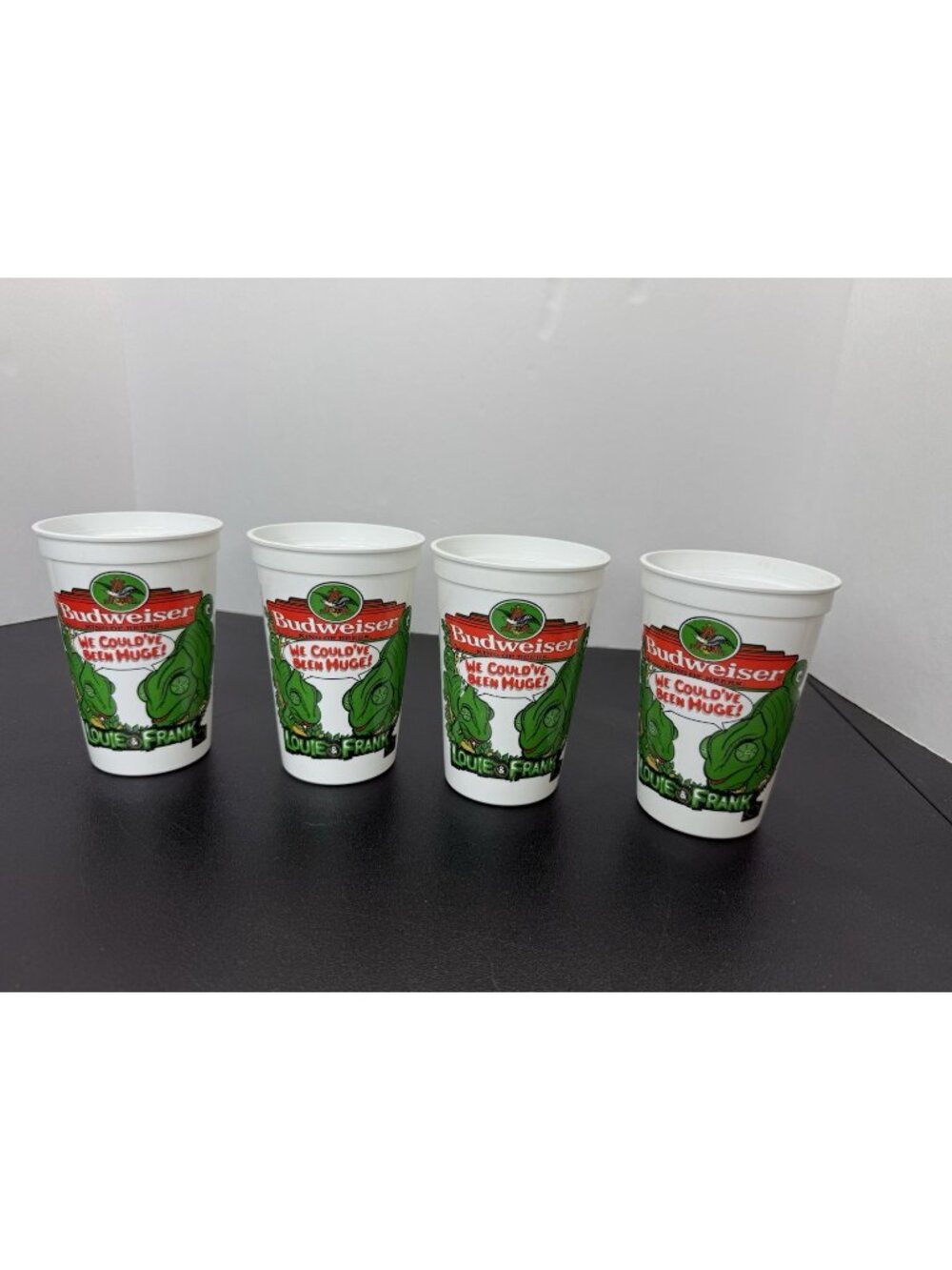 Vintage Budweiser Lizards Set of 4 Plastic Collectible Beer Cups Frank & Louie